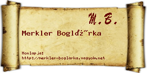 Merkler Boglárka névjegykártya